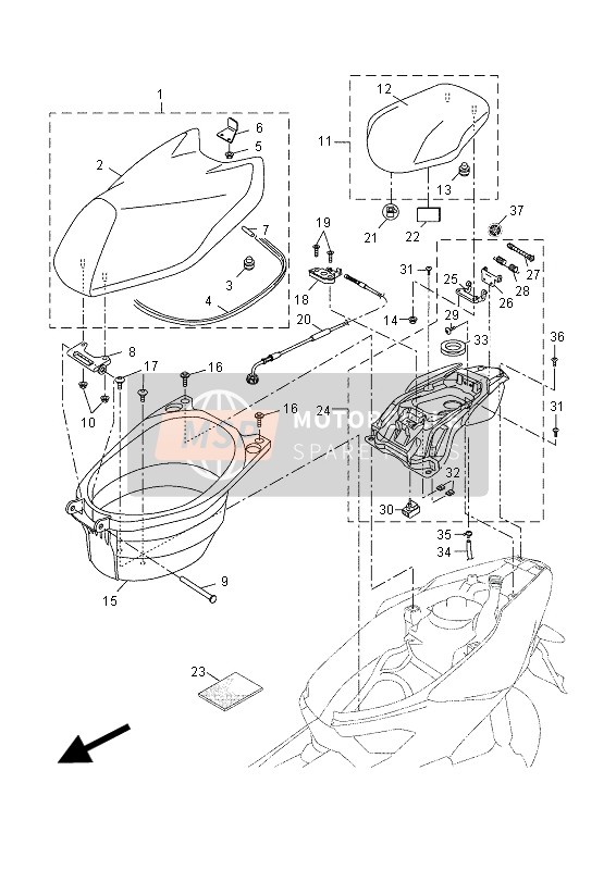 Yamaha NS50 AEROX 2014 Asiento & Portador para un 2014 Yamaha NS50 AEROX